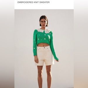 New with tags Zara embroidered crop sweater.
